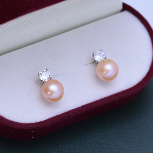 Sasha Button Freshwater Pearl Stud Earrings Different Colors - House Of Pearls